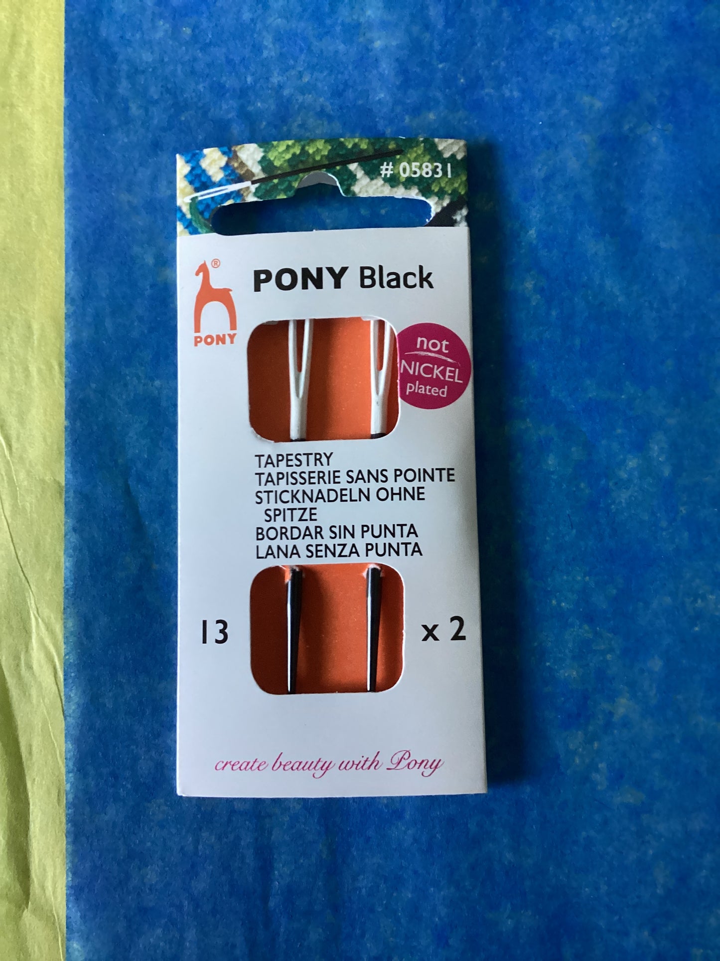 Pony Black Nickel-Free Cross Stitch Needles with White Eyes Size 13, 22, 24, & 28