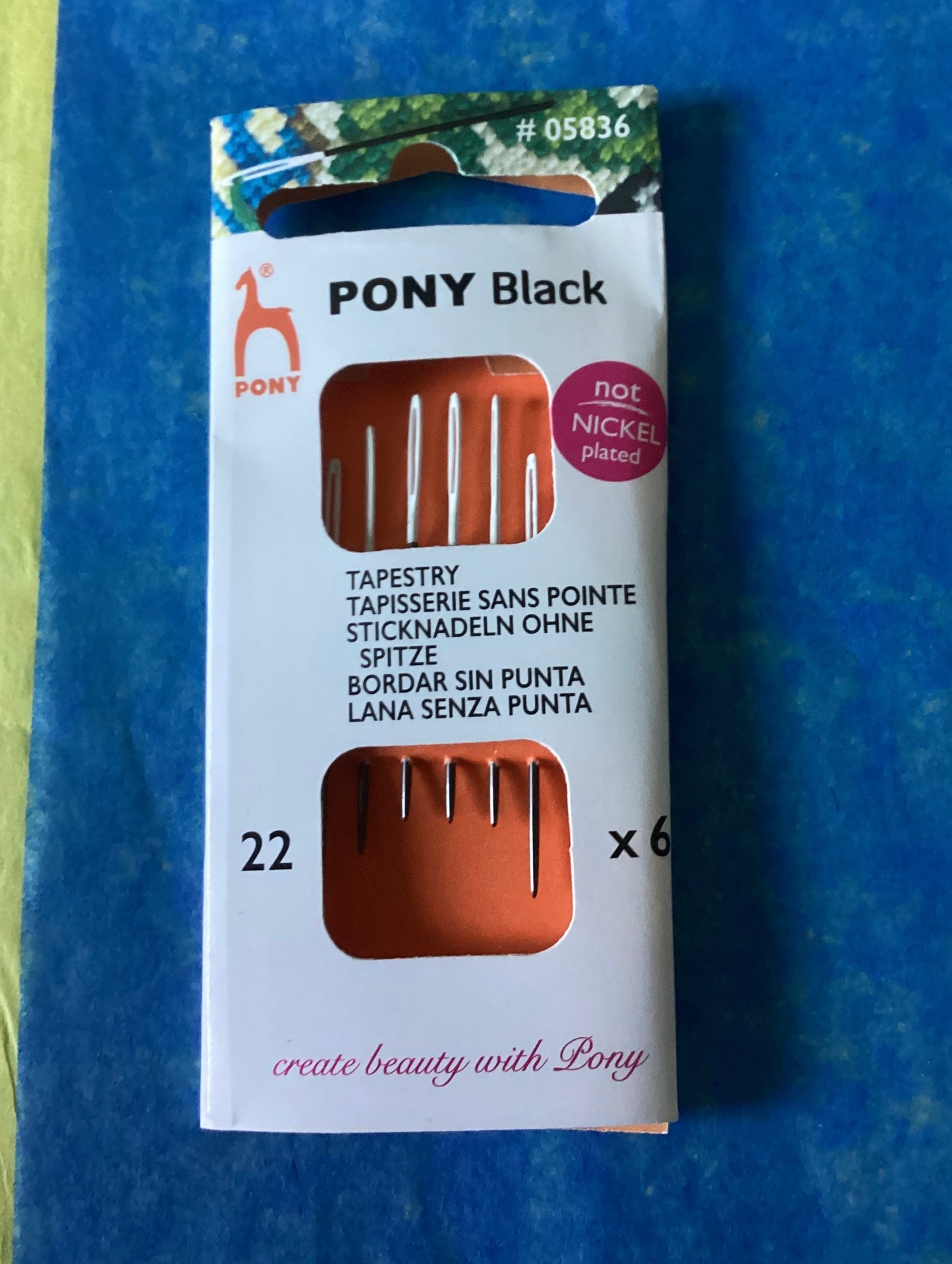 Pony Black Nickel-Free Cross Stitch Needles with White Eyes Size 13, 22, 24, & 28