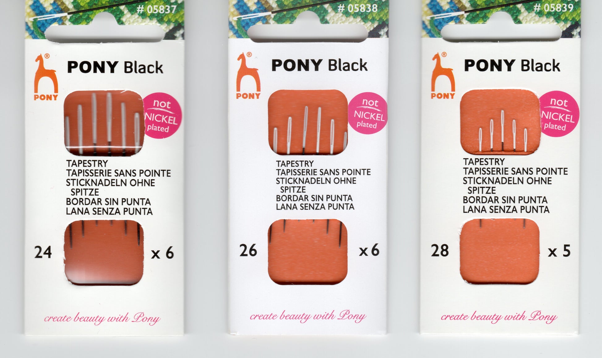 Pony Black Nickel-Free Cross Stitch Needles with White Eyes Size 24, 2 –  Tropical Stitches